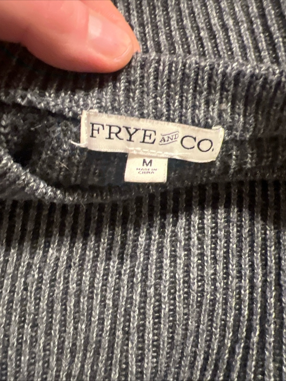 FRYE AND CO. Men's Ribbed Crewneck Sweater - Charcoal Gray - Picture 3 of 7